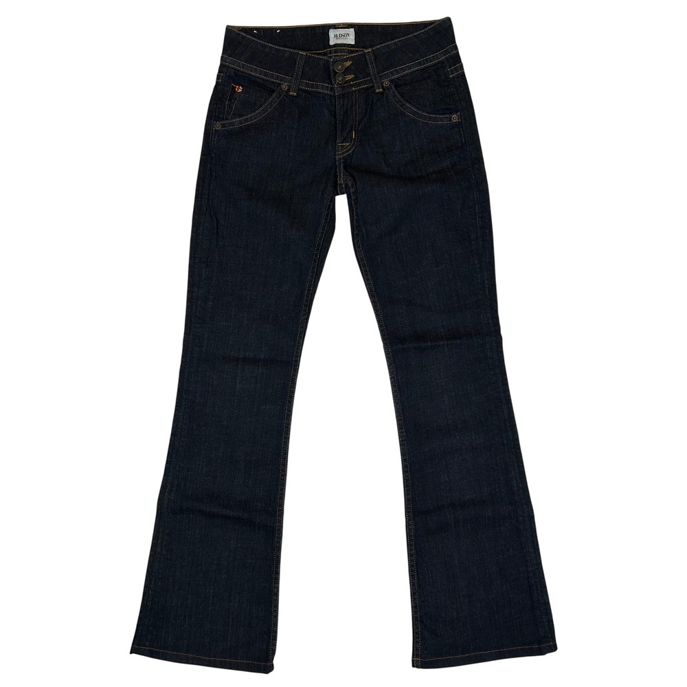 Hudson Signature Bootcut Jeans Dark Wash Flap Pocket Low Rise 28 Made in USA